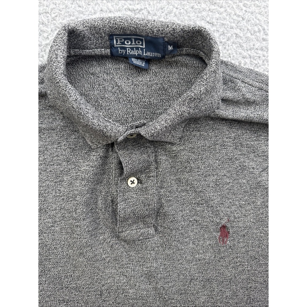 Polo Ralph Lauren Shirt Mens Medium Heathered Gray Brown Pony Cotton VTG